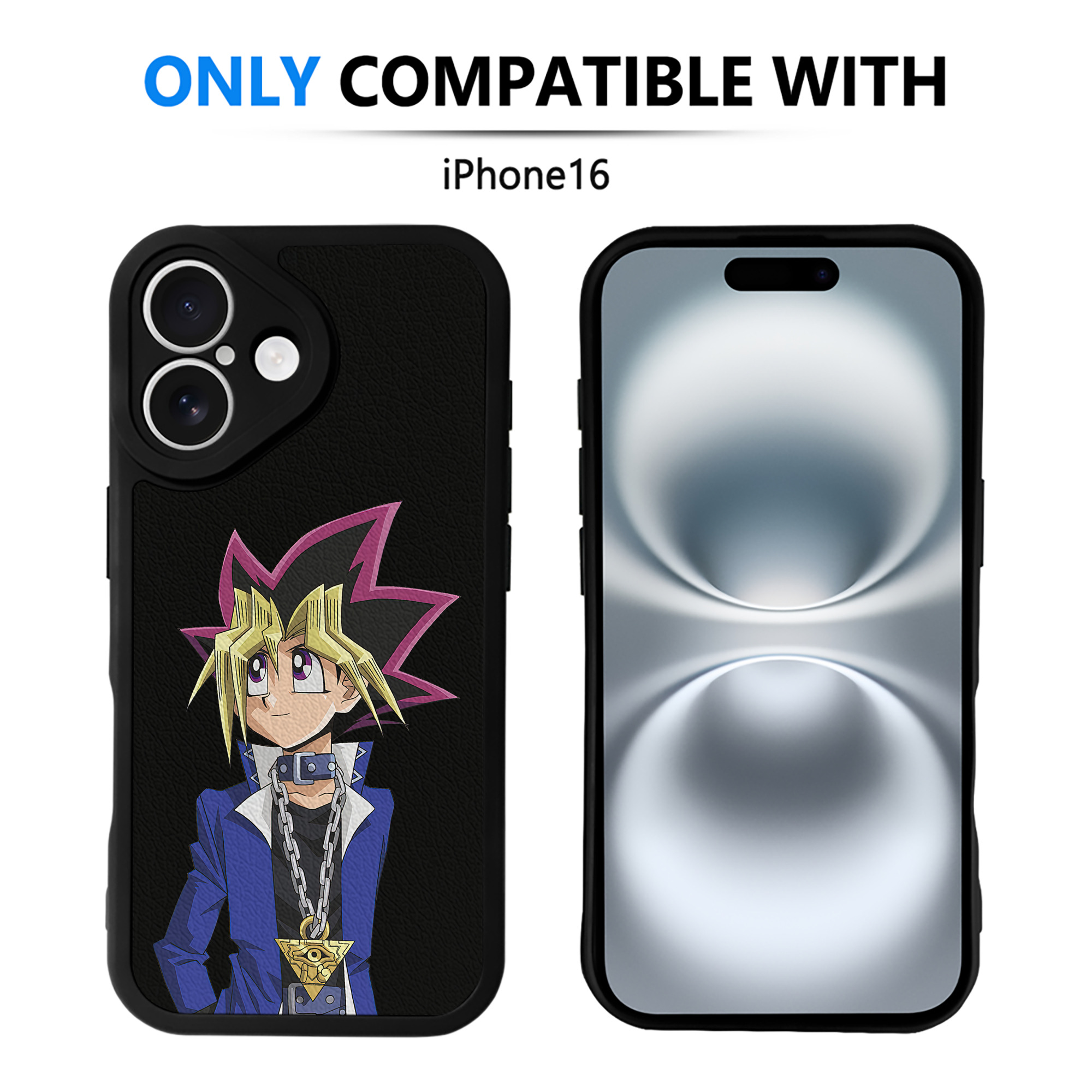 （画像用） 遊☆戯☆王 Yu-Gi-Oh! 【iPhone 16シリーズ対応】シリコンスマホケース（レザー調） 材質：シリコン